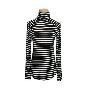 Old Navy black white stripe long sleeves turtle neck fitted T-shirt size XS